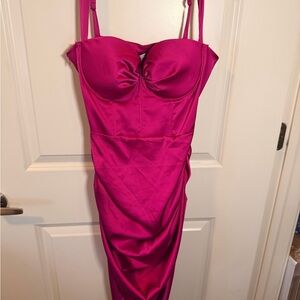 Fashion Nova Fuchsia Asymmetrical Dress